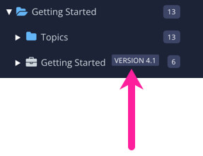 Publication shown in the Content Manager. The publication icon is shown on the left, the name is next to it, and then there is a shaded label that has VERSION 4.1 as text on it.