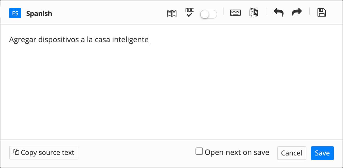 Translation box containing the auto-translated text.