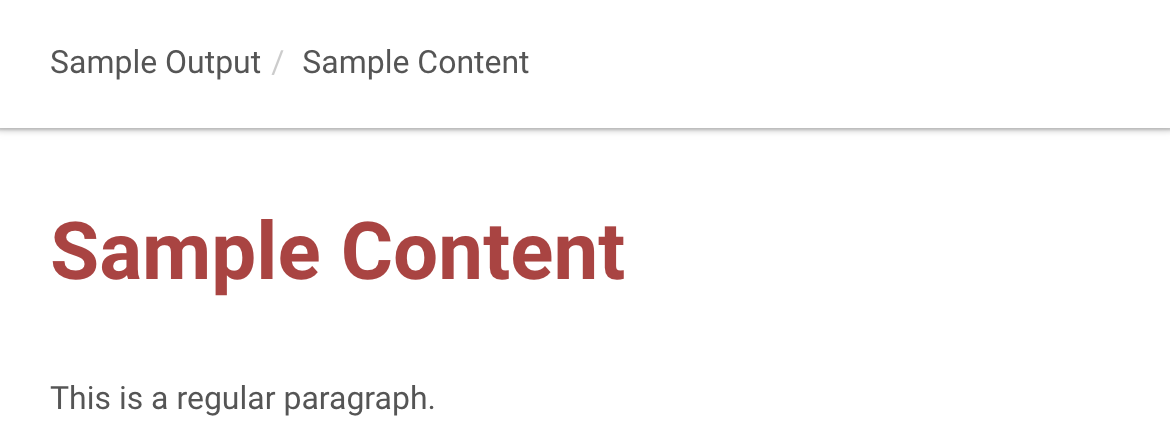 Close up of topic header. The title is dark red and larger than before.