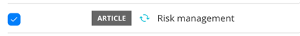 An article in the Salesforce preflight hierarchical structure. It has its checkbox checked and a blue recycle icon to show the content is going to be updated.